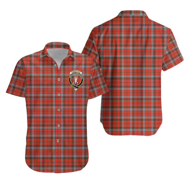 Scottish Tartan Robertson Weathered Clan Short Sleeve Casual Shirt Crest Style