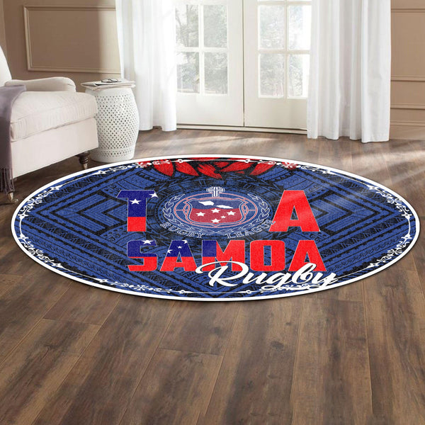 Polynesian Samoa Round Carpet Toa Samoa Rugby Ula Fala Style