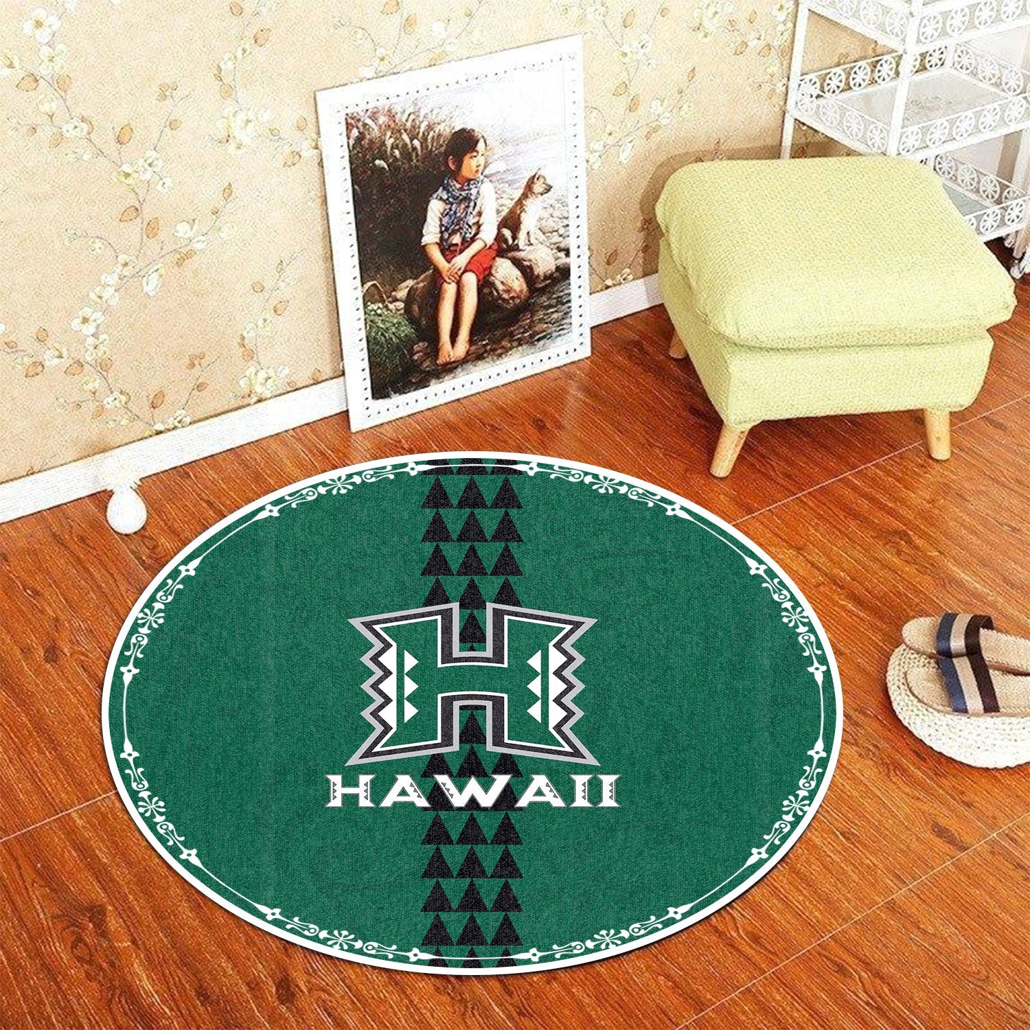 Hawaii Rainbow Warriors Rugby Round Carpet