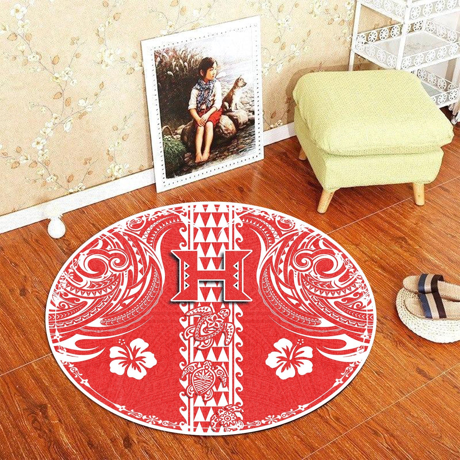 Hilo Hawaii Seal Round Carpet Turtle Style