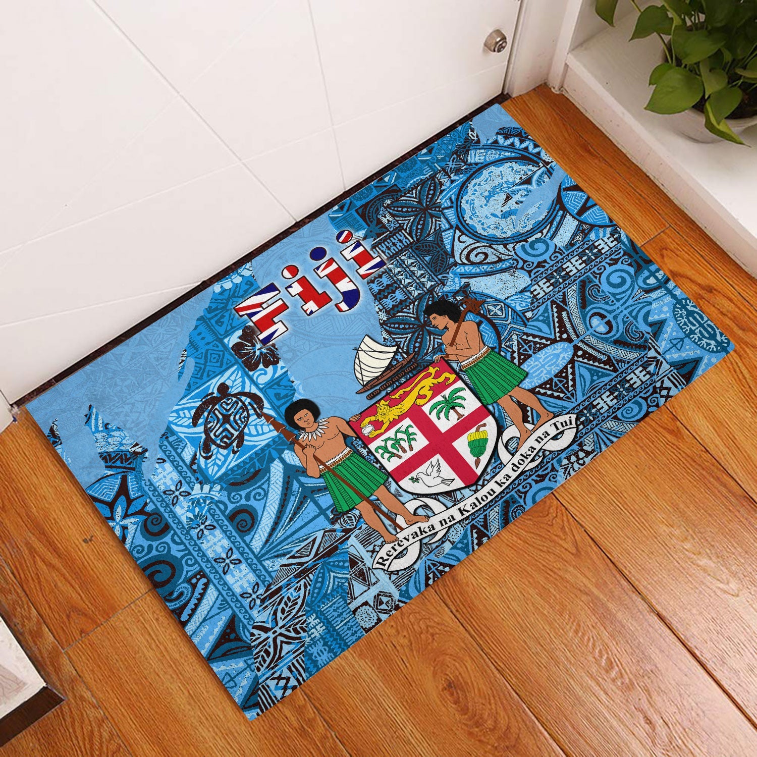 Fiji Flag & Coat Of Arms Door Mat