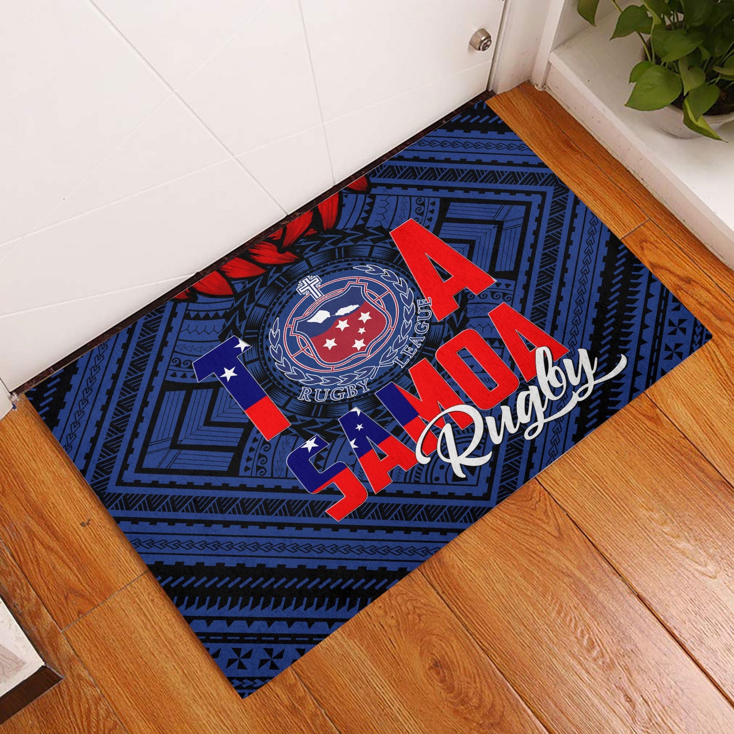 Polynesian Samoa Door Mat Toa Samoa Rugby Ula Fala Style