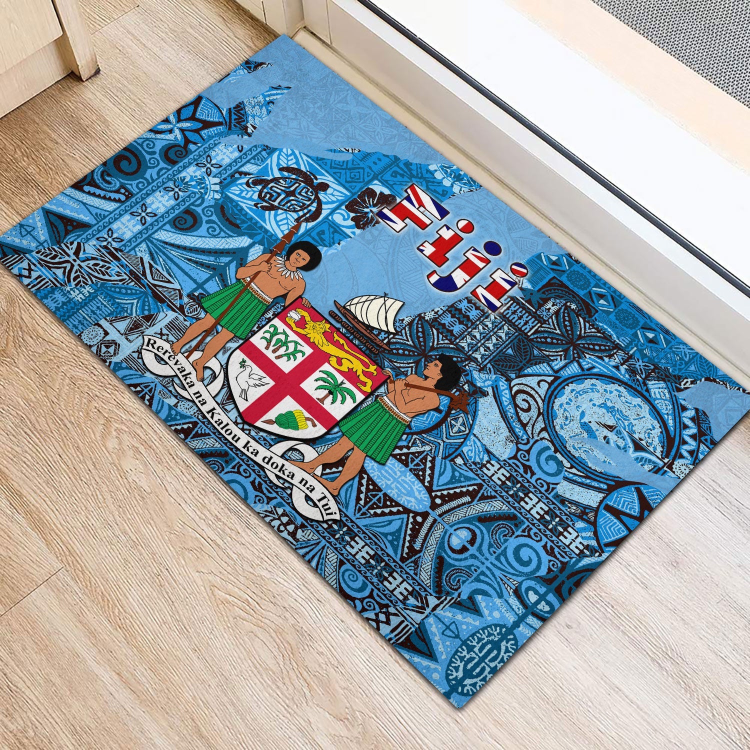 Fiji Flag & Coat Of Arms Door Mat