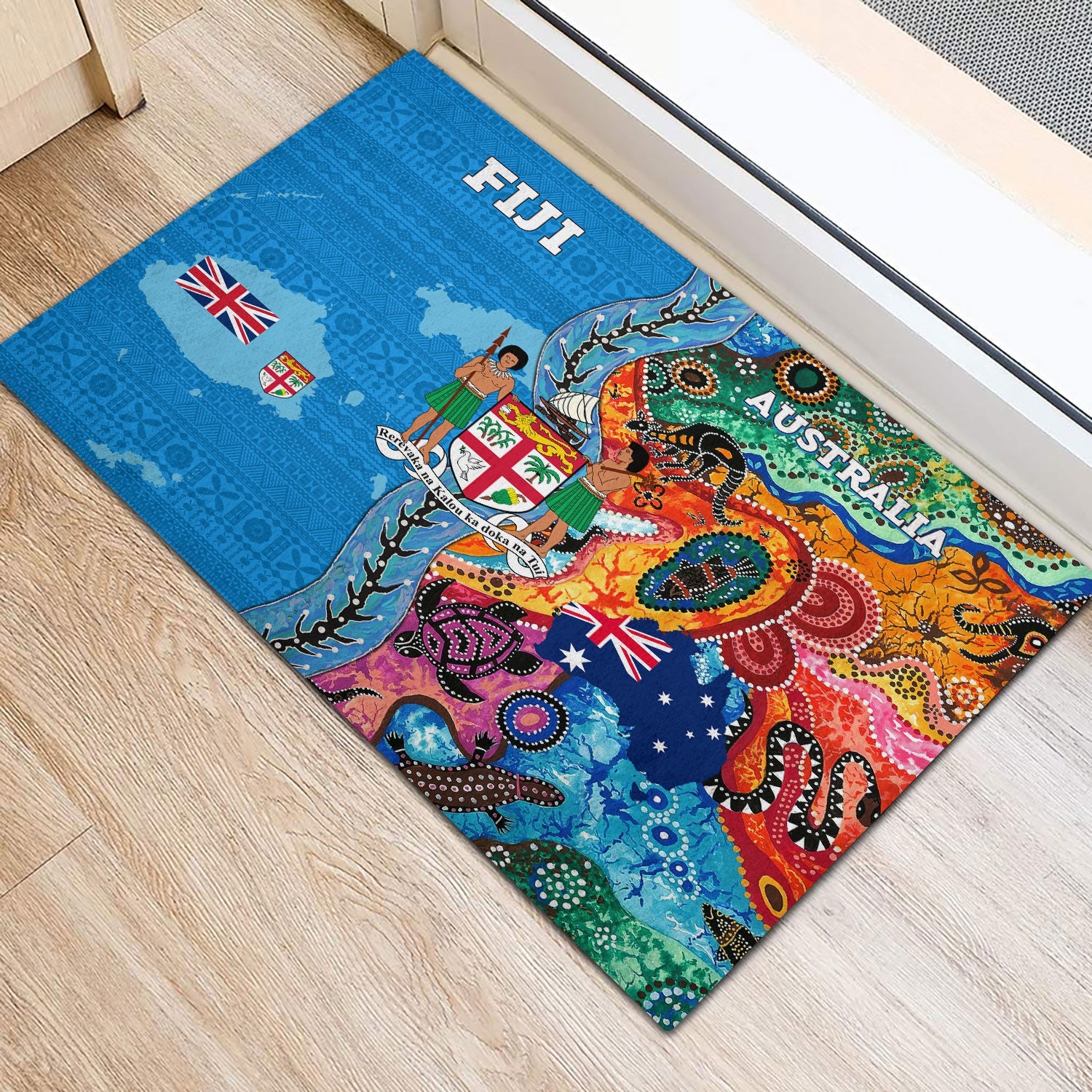 Fiji Tapa & Australia Aboriginal Door Mat