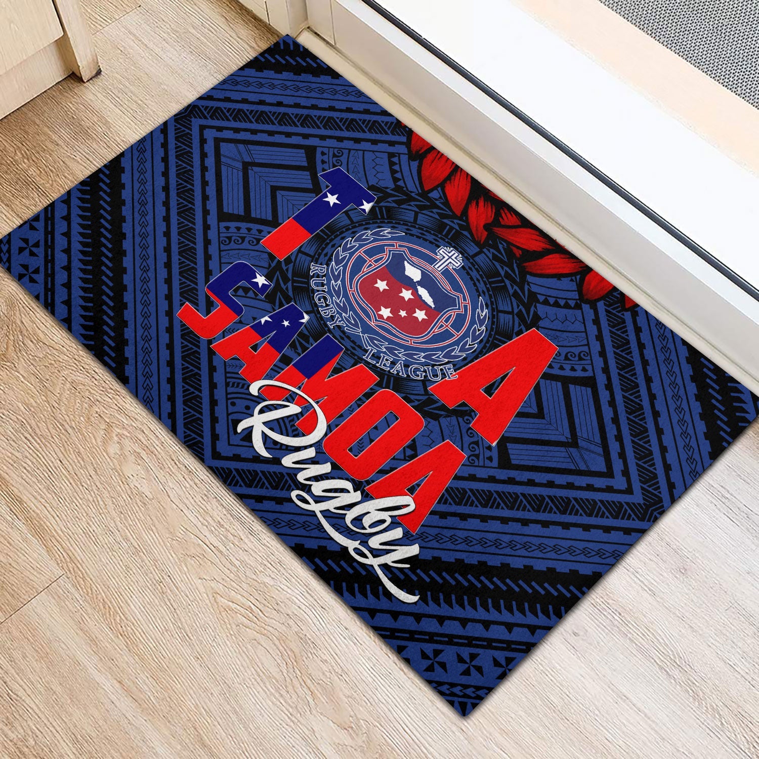 Polynesian Samoa Door Mat Toa Samoa Rugby Ula Fala Style