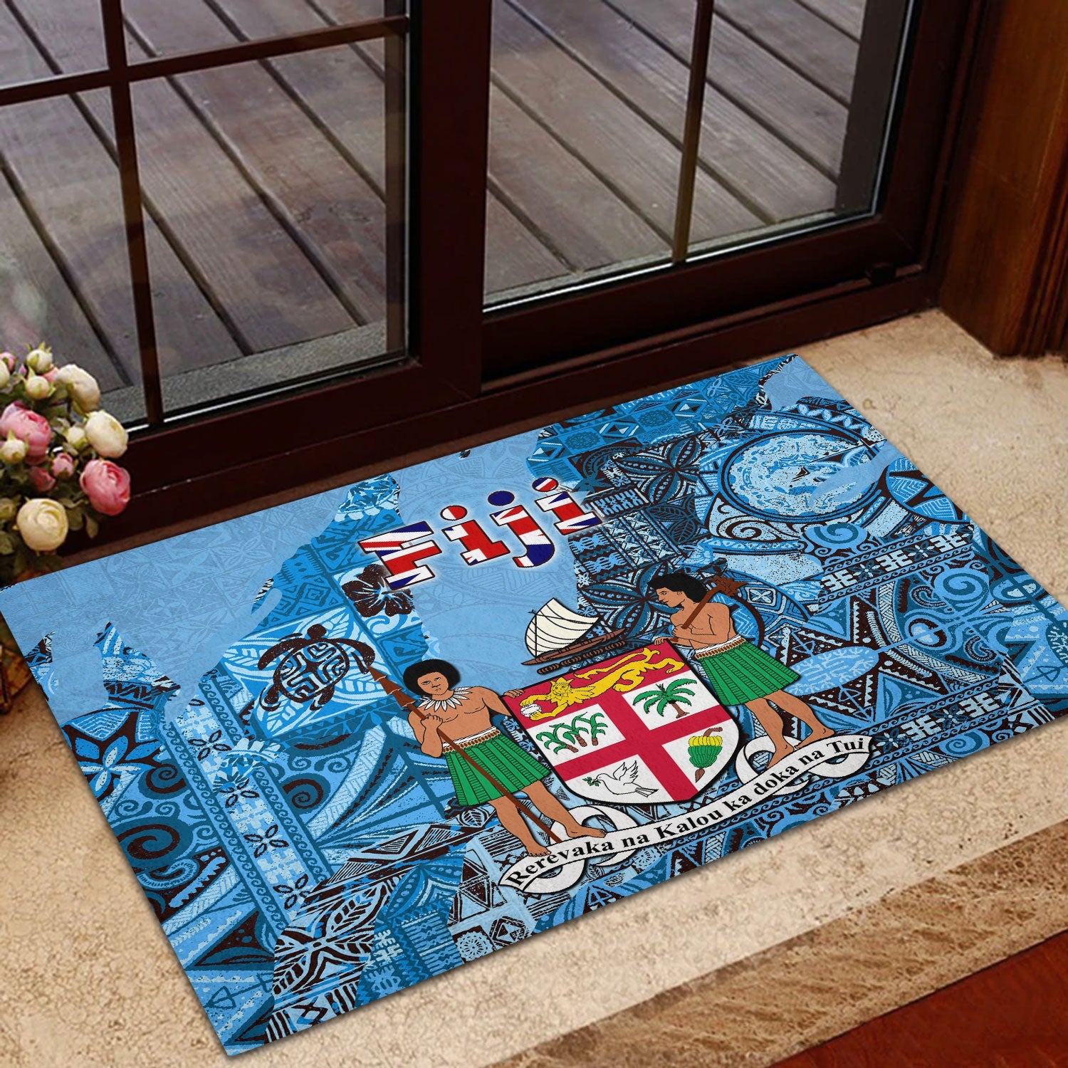 Fiji Flag & Coat Of Arms Door Mat