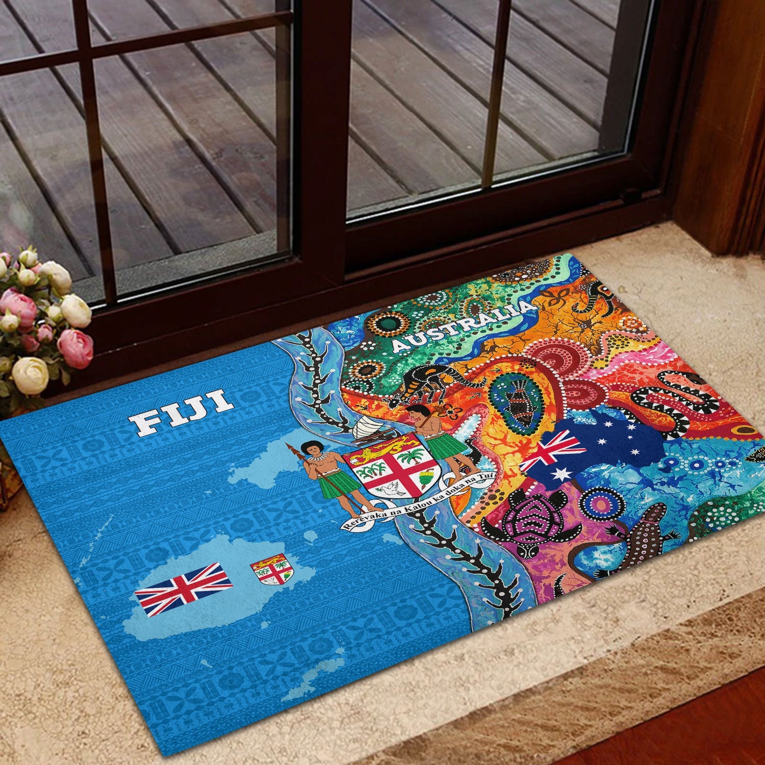 Fiji Tapa & Australia Aboriginal Door Mat