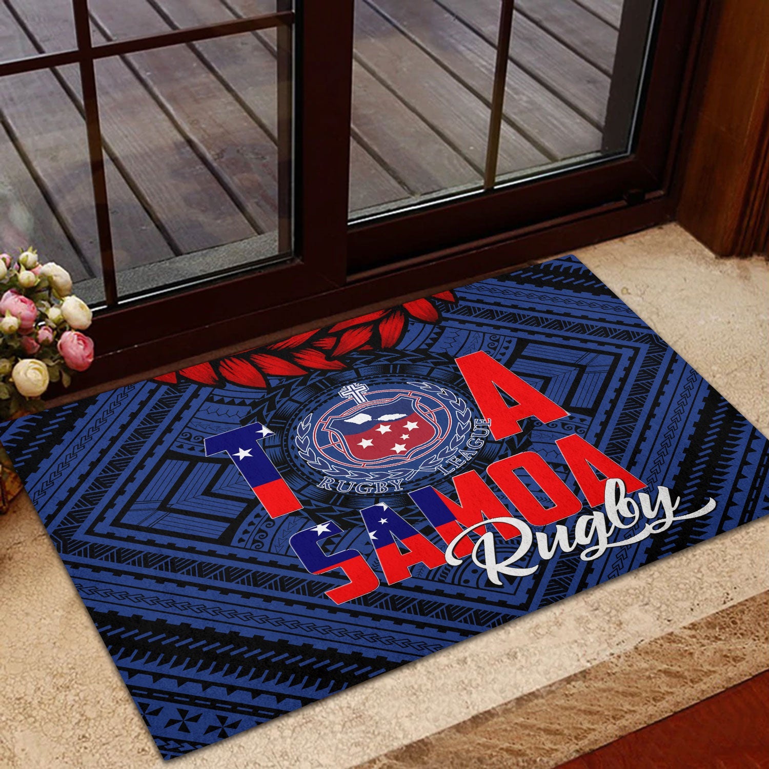 Polynesian Samoa Door Mat Toa Samoa Rugby Ula Fala Style