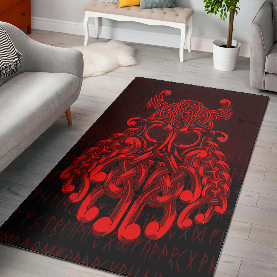 Viking Area Rug Vikings Odin Valhalla Red Version