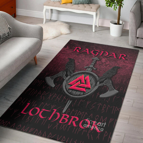 Viking Area Rug Ragnar Lothbrok Ragnar Lodbrok Viking Warrior Red Version