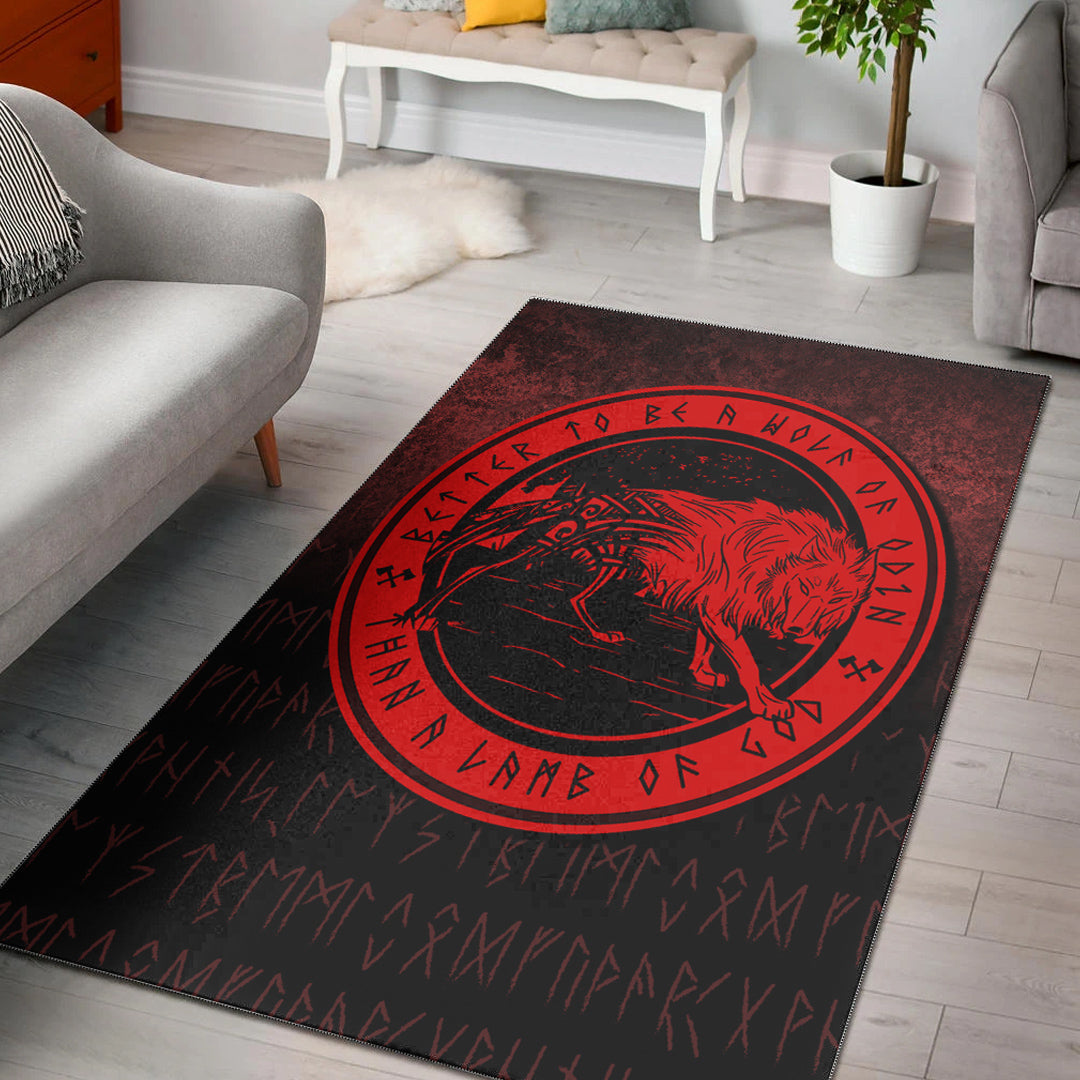 Viking Area Rug Wolf Of Odin Red Version