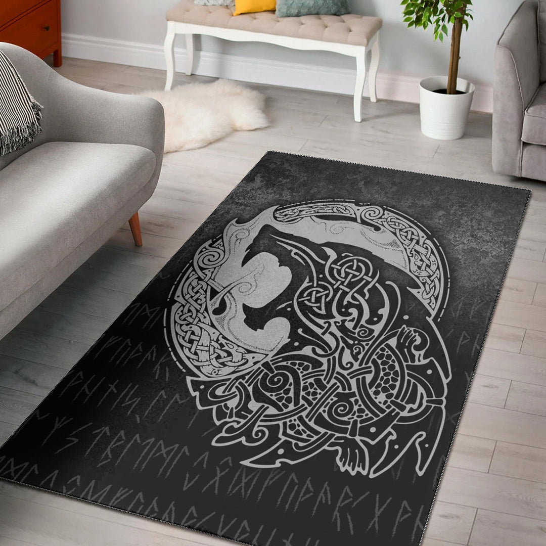 Viking Area Rug Fenrir Viking 3D Tattoo Special Version