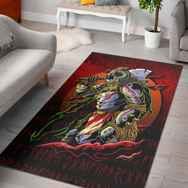 Viking Area Rug Samurai Viking Warrior Ronin Berserk Armor Axe