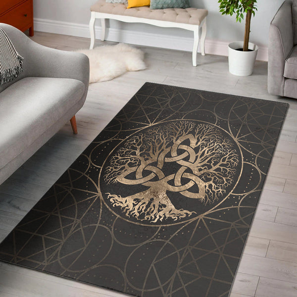 Viking Area Rug Tree of Life Yggdrasil with Triquetra