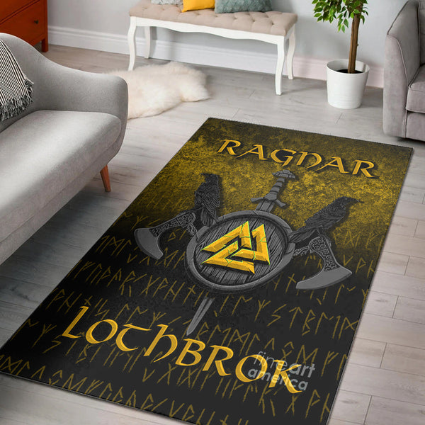 Viking Area Rug Ragnar Lothbrok Ragnar Lodbrok Viking Warrior Gold Version