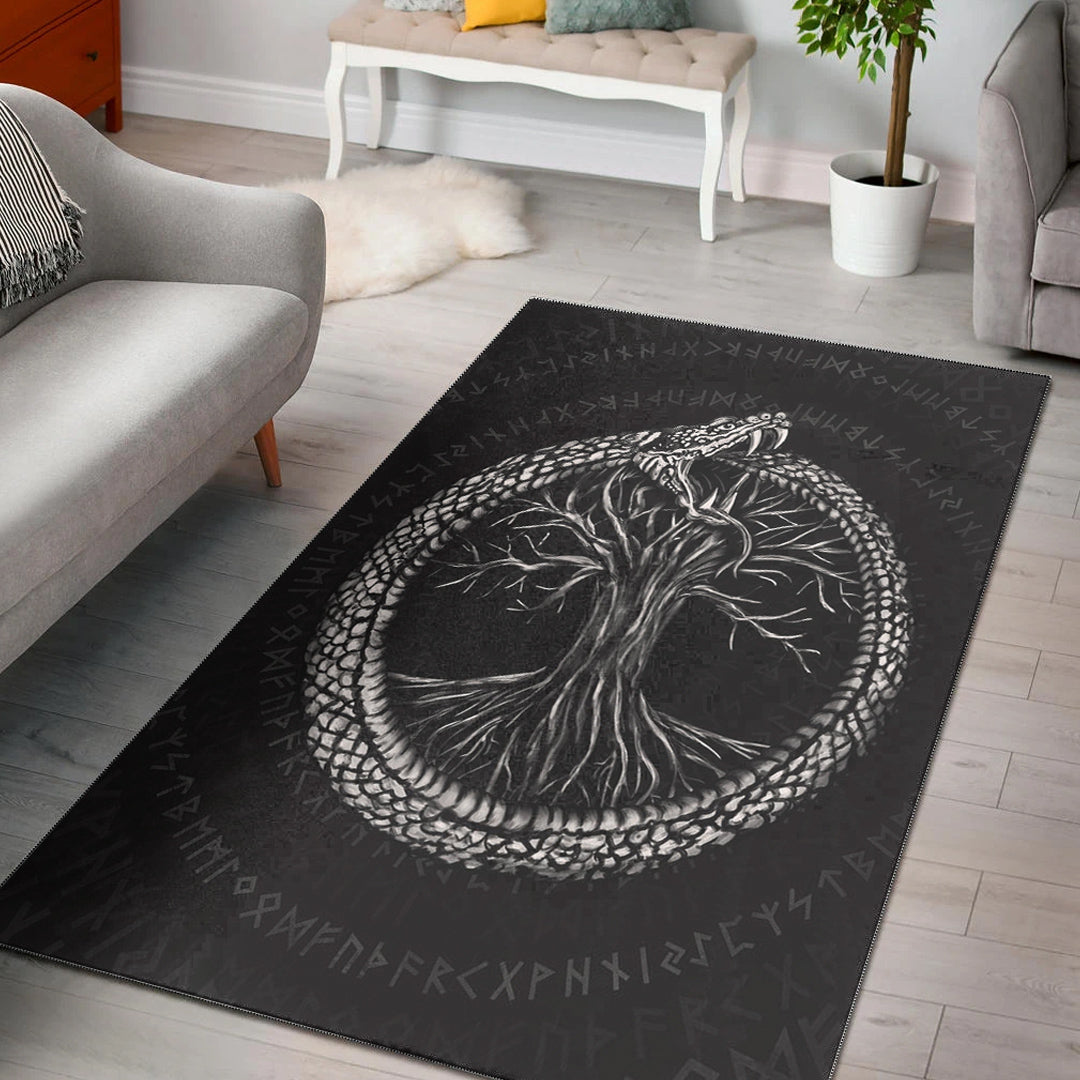 Viking Area Rug Ouroboros with Tree of Life