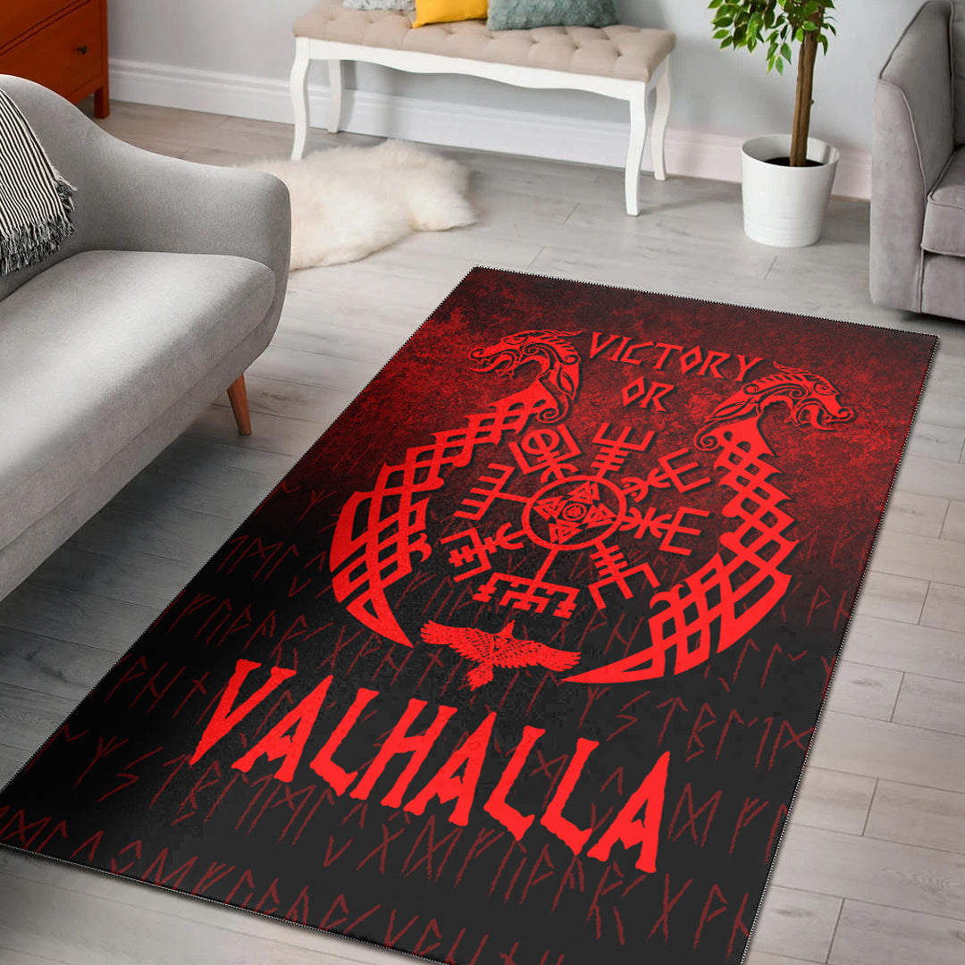 Viking Area Rug Victory or Valhalla Red Version