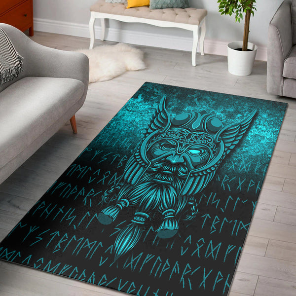 Viking Area Rug Viking Odin Allfather In Asgard Cyan Version