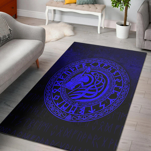 Viking Area Rug Viking Wolf Blue Version