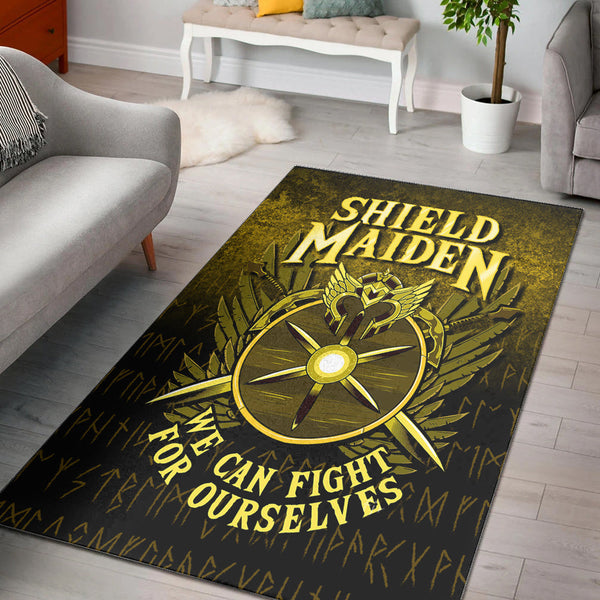 Viking Area Rug Shield Maiden We Can Fight For Ourselves Axe