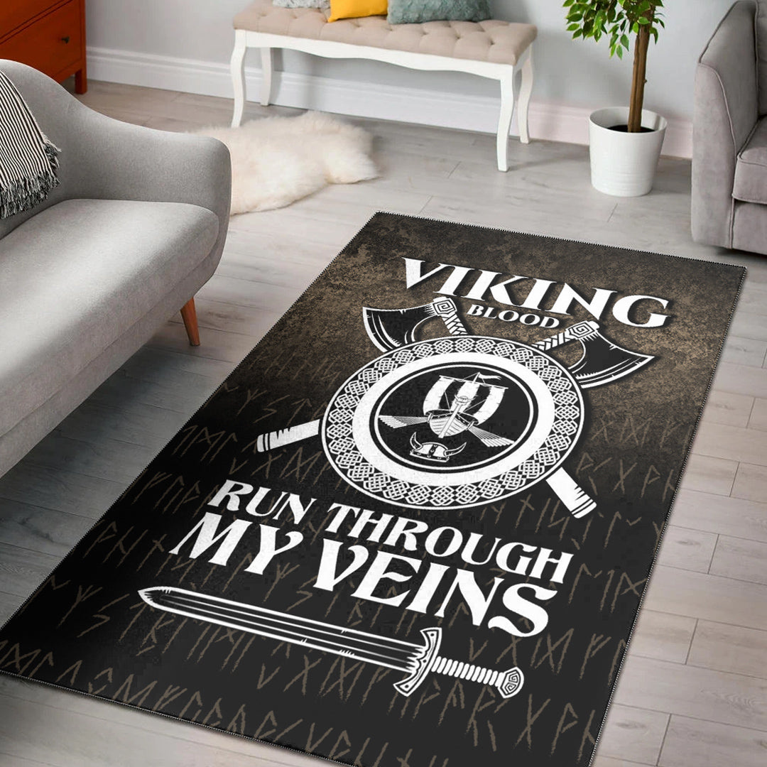 Viking Area Rug Viking Blood Run Through My Veins Ver05