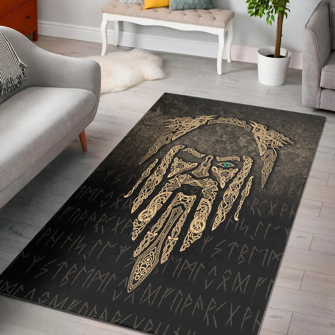 Viking Area Rug Eye of Odin Gold Version