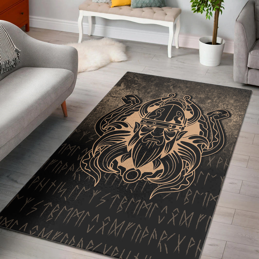 Viking Area Rug Nordic Warrior Valhalla Norse Gold Version