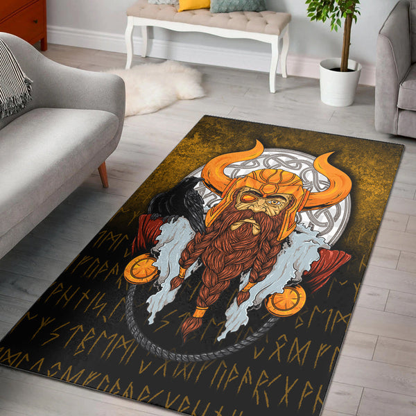 Viking Area Rug Viking God Odin Raven