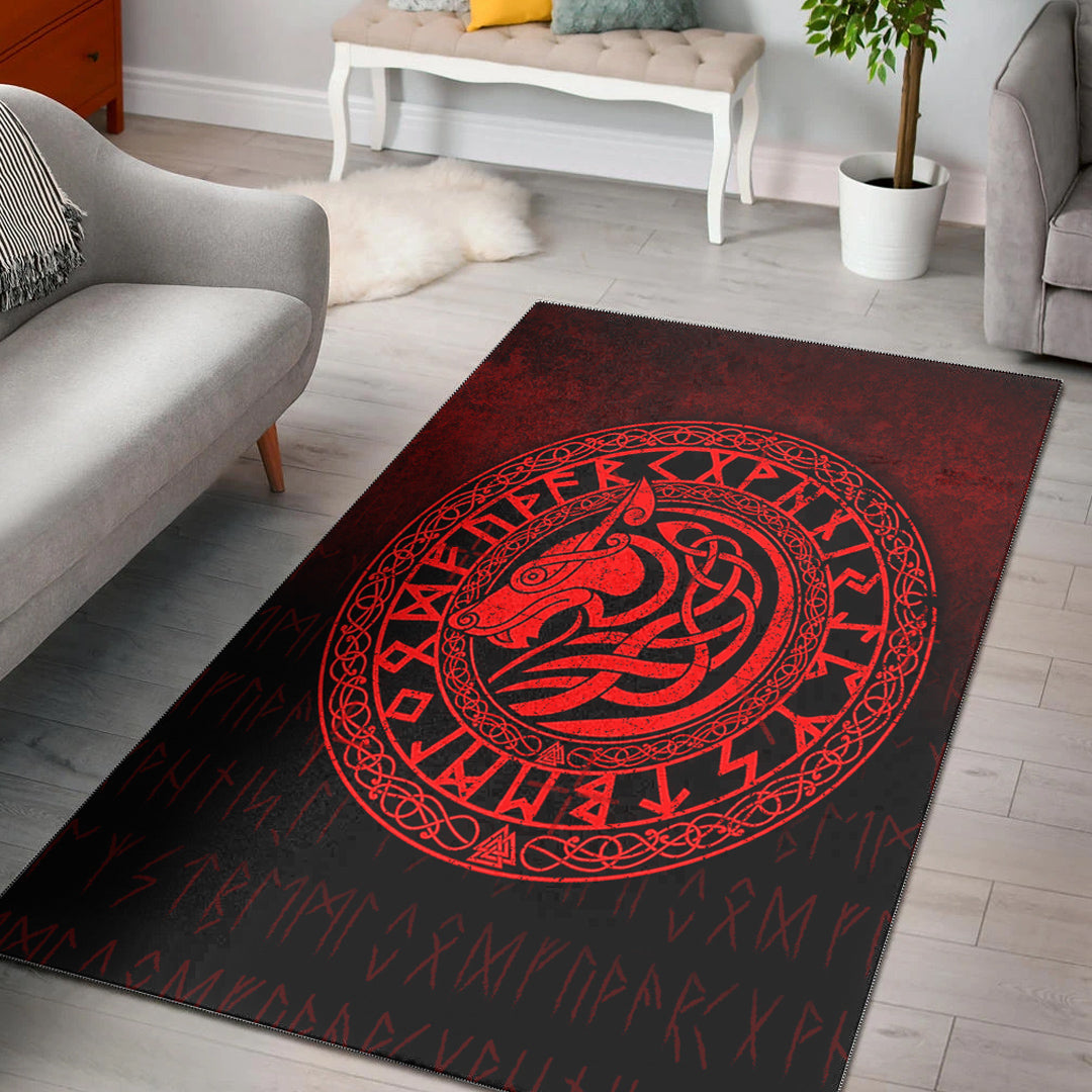 Viking Area Rug Viking Wolf Red Version