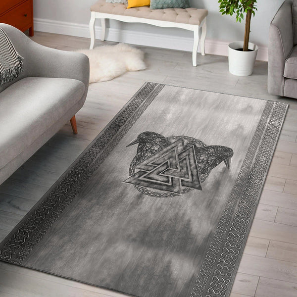 Viking Area Rug Viking Valknut and Raven