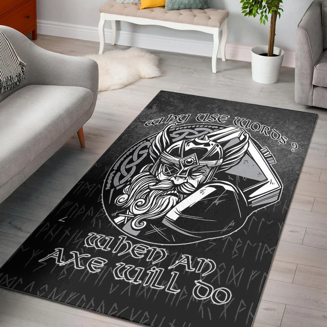 Viking Area Rug Why Use Words? When An Axe Will Do Ver02