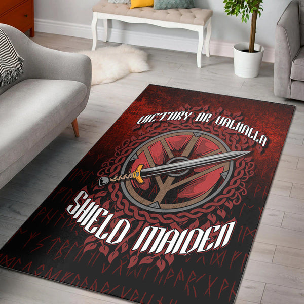 Viking Area Rug Victory or Valhalla Shield Maiden