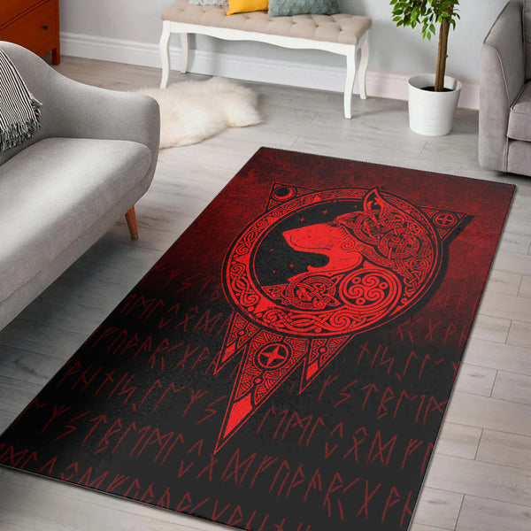 Viking Area Rug Viking Norse Wolf Red Version