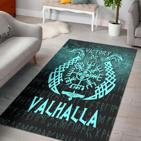 Viking Area Rug Victory or Valhalla Cyan Version