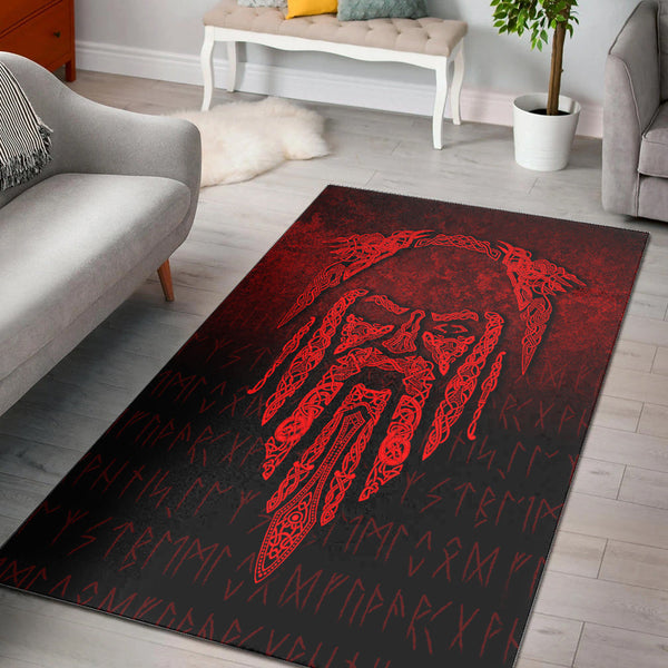 Viking Area Rug Eye of Odin Red Version