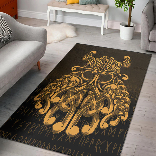 Viking Area Rug Vikings Odin Valhalla Gold Version