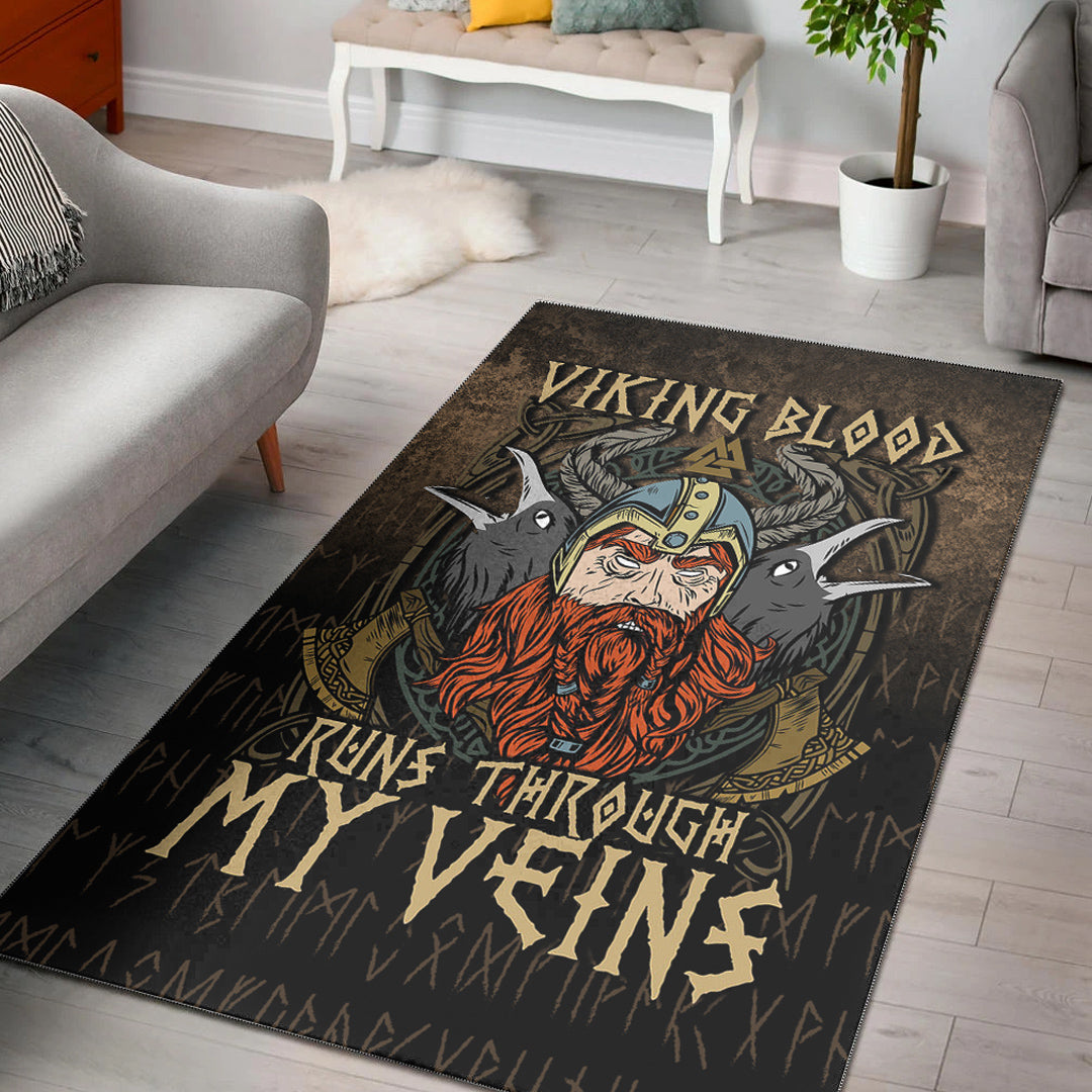 Viking Area Rug Viking Blood Run Through My Veins Ver04