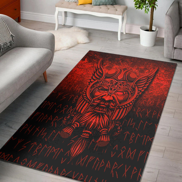 Viking Area Rug Viking Odin Allfather In Asgard Red Version