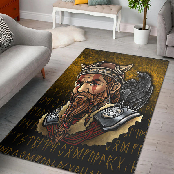 Viking Area Rug Viking Warrior Odin Valhalla Raven