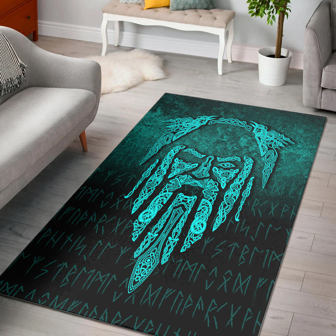 Viking Area Rug Eye of Odin Cyan Version