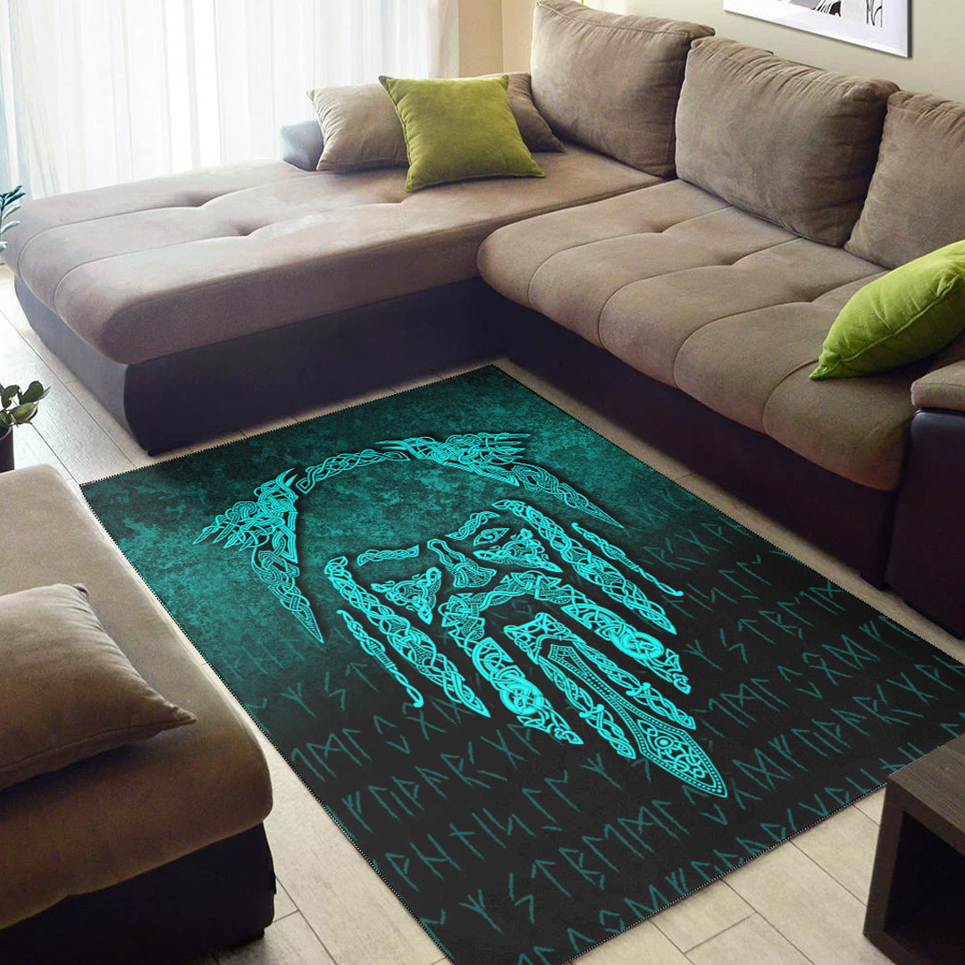 Viking Area Rug Eye of Odin Cyan Version