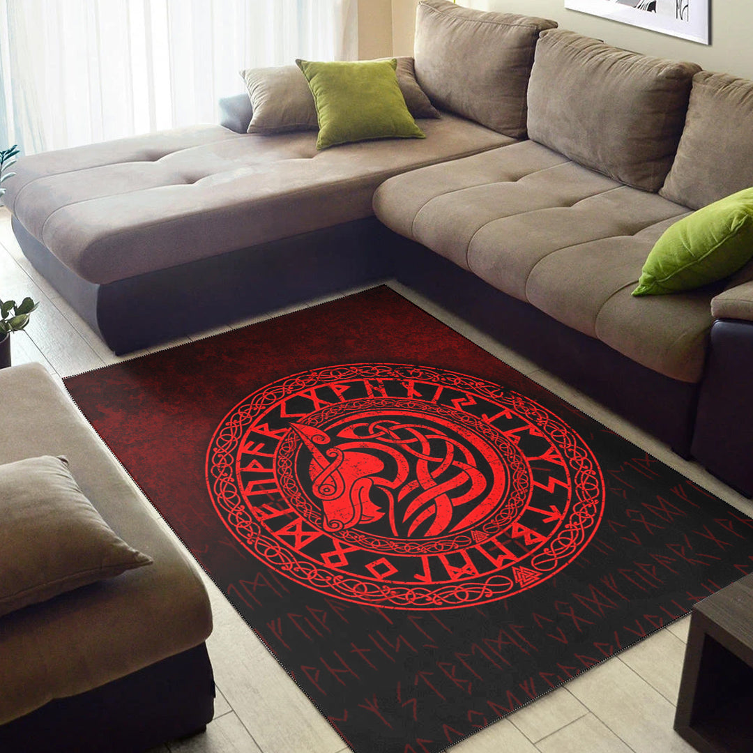 Viking Area Rug Viking Wolf Red Version