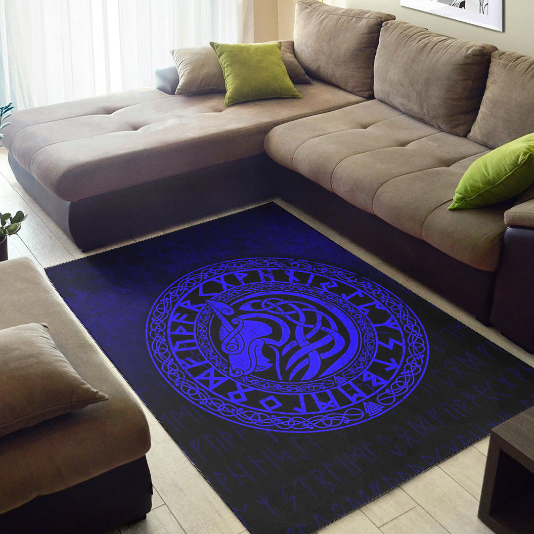 Viking Area Rug Viking Wolf Blue Version