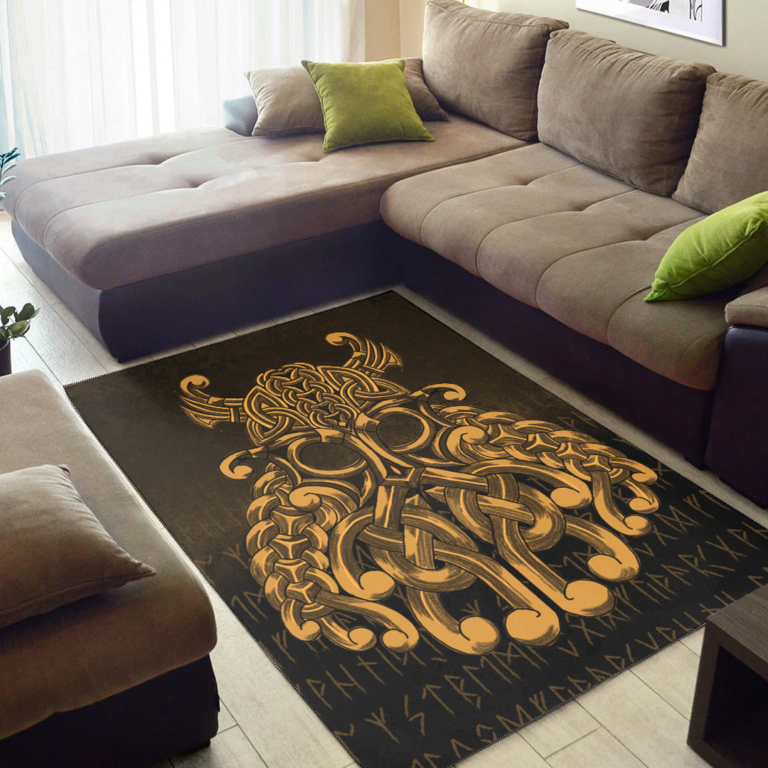 Viking Area Rug Vikings Odin Valhalla Gold Version