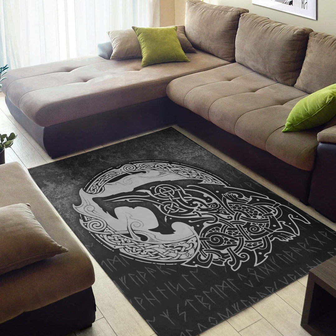 Viking Area Rug Fenrir Viking 3D Tattoo Special Version