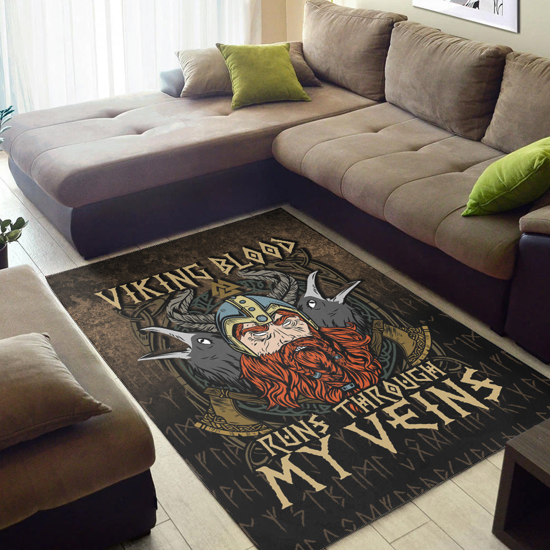 Viking Area Rug Viking Blood Run Through My Veins Ver04