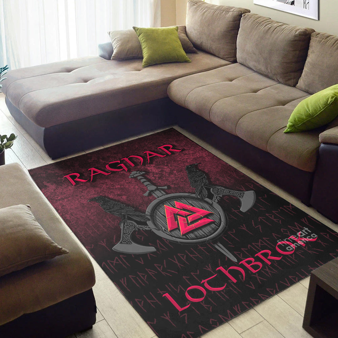 Viking Area Rug Ragnar Lothbrok Ragnar Lodbrok Viking Warrior Red Version