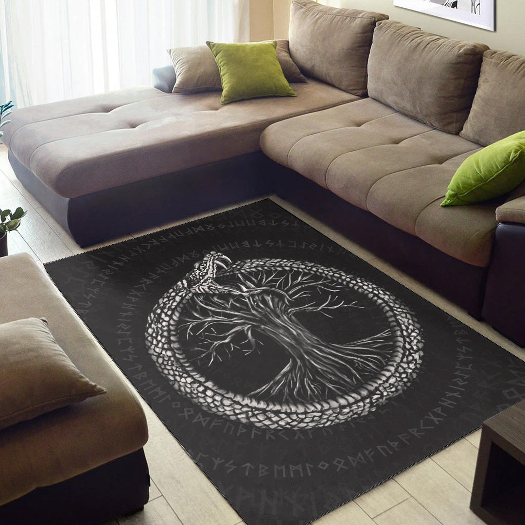 Viking Area Rug Ouroboros with Tree of Life