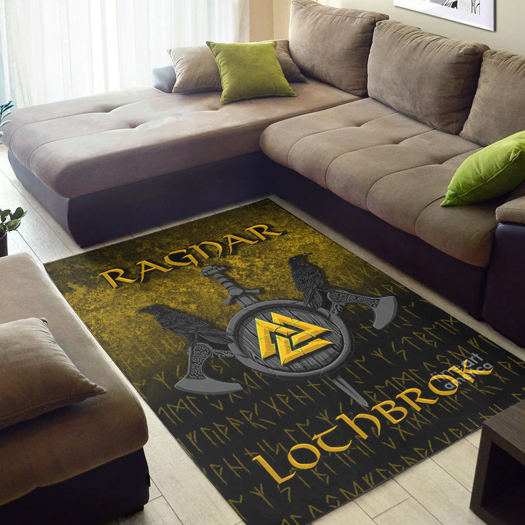 Viking Area Rug Ragnar Lothbrok Ragnar Lodbrok Viking Warrior Gold Version