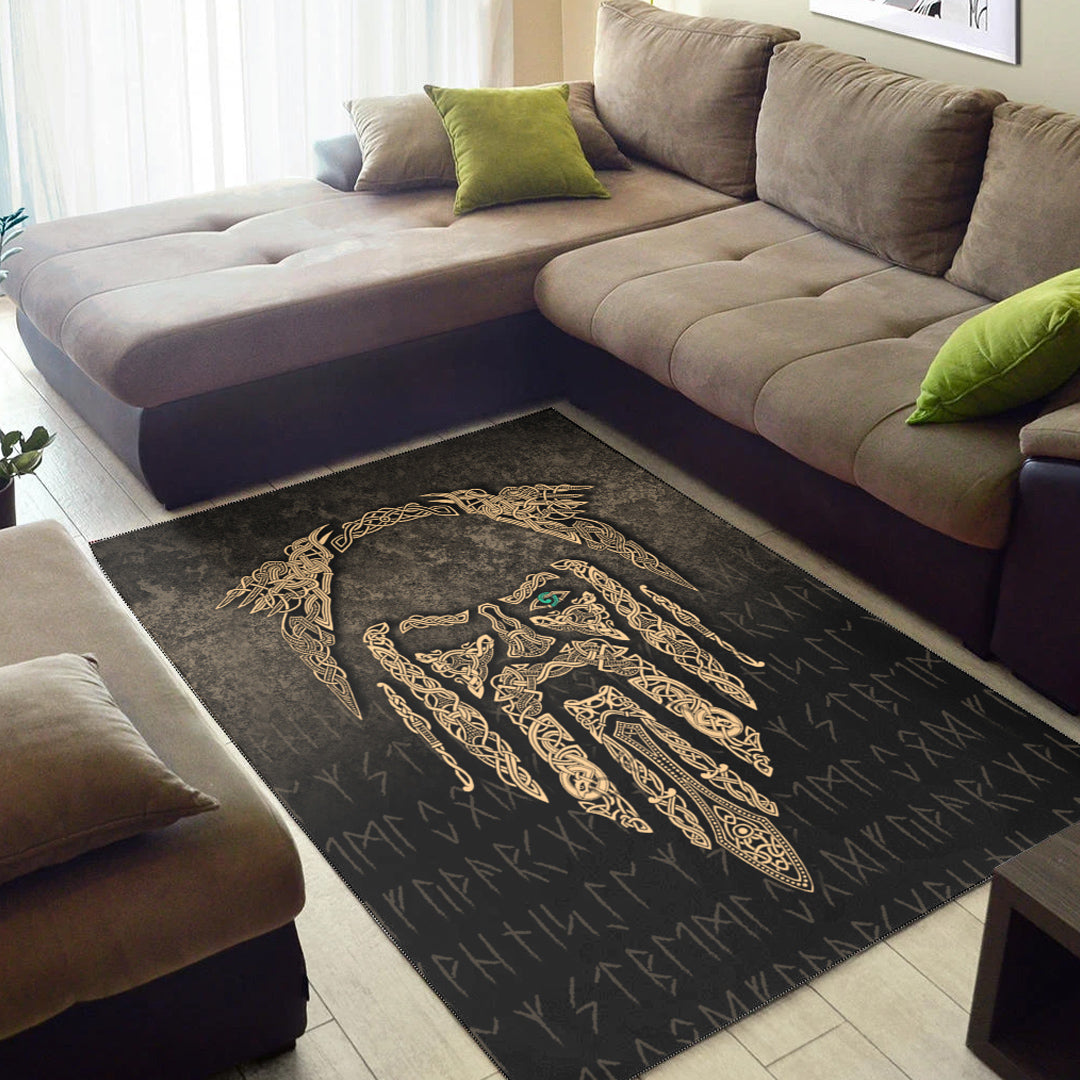 Viking Area Rug Eye of Odin Gold Version